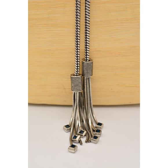 Richard Chain X JewelMint Lariat Necklace Blue Crystal Chunky Rope Chain BinR - Picture 7 of 12